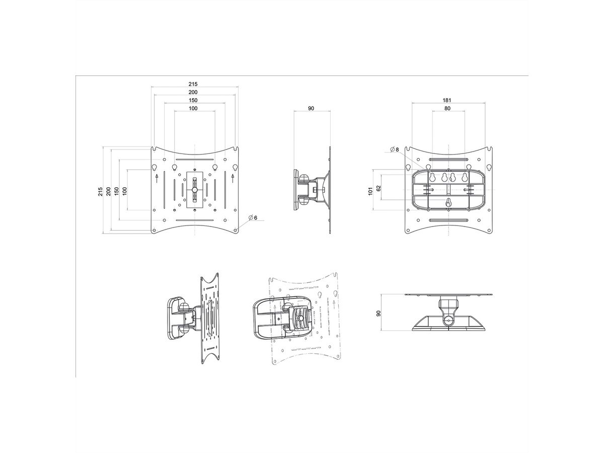 ROLINE LCD Monitor Arm, Wall Mount, 2 Joints