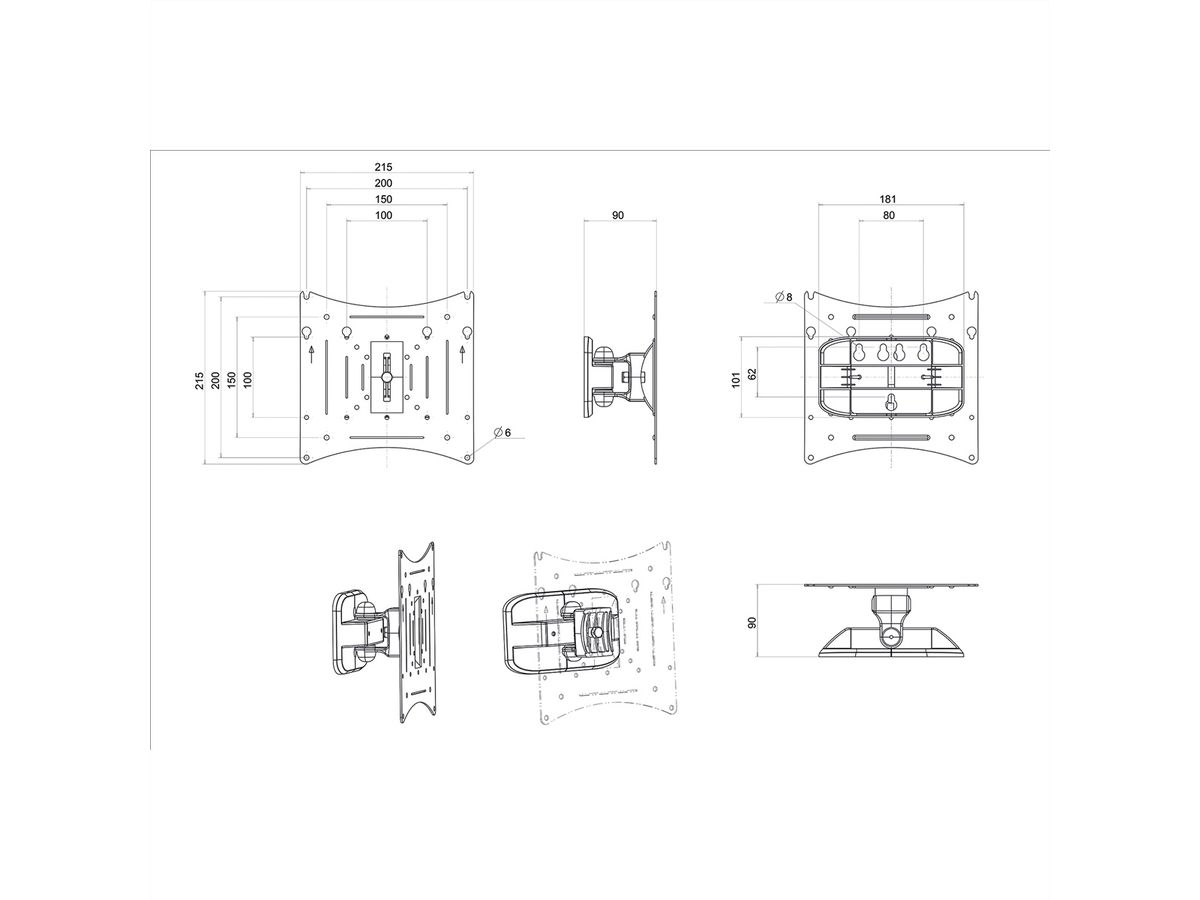 ROLINE LCD/TV muurbeugel, 2 draaipunten