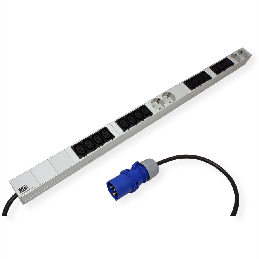 BACHMANN IT PDU ALU 1U 16x C13 4x earthing contact CEE 16A blue