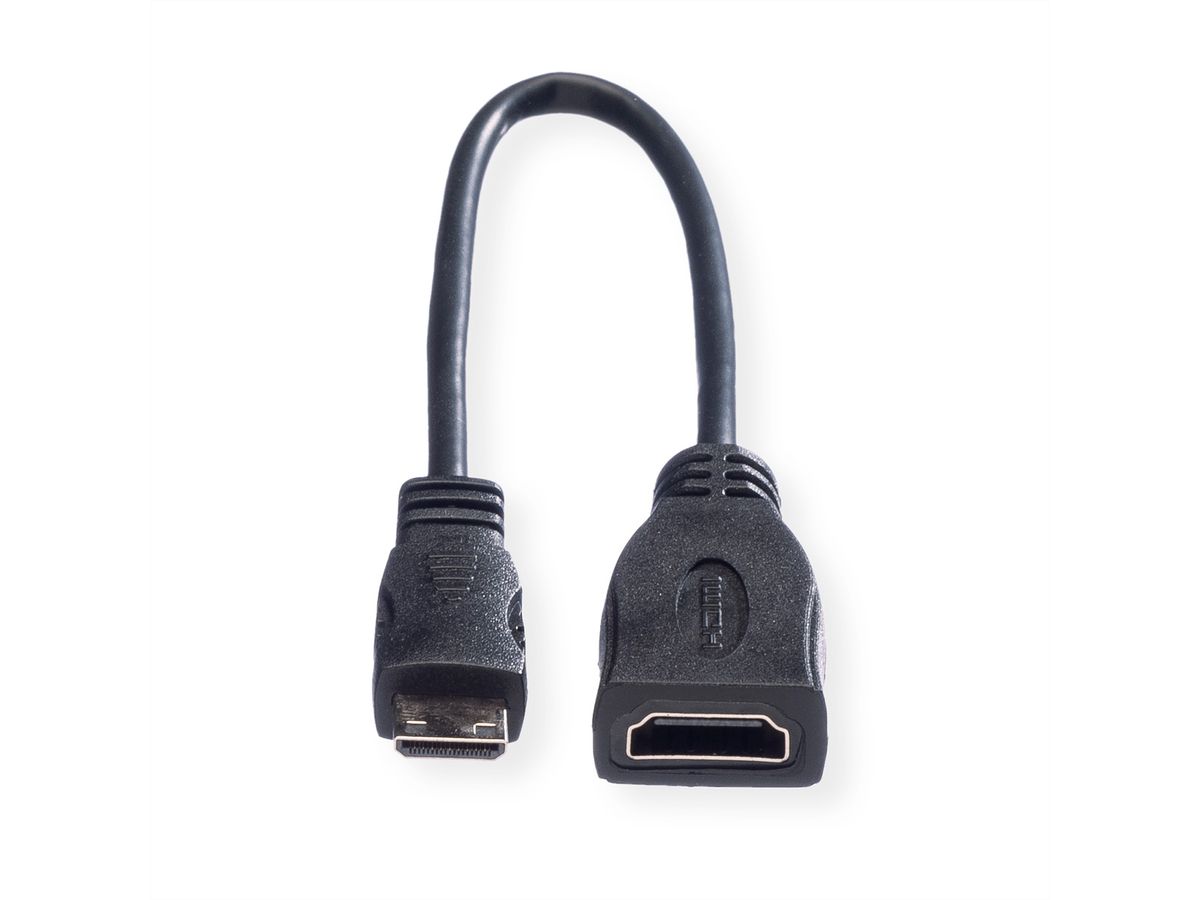 ROLINE Monitorkabel HDMI  High Speed met Ethernet, HDMI Female - Mini HDMI Male, 0,15 m