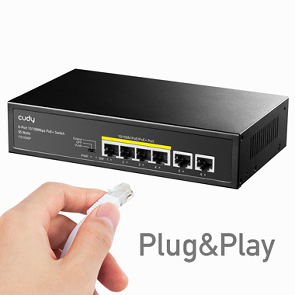 CUDY FS1006P 6-poorts 10/100M PoE+ Switch 60W