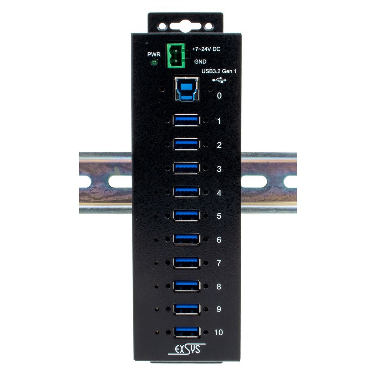 EXSYS EX-1580SHMVS Managed, Netzwerk-teilbarer 10-Port USB 3.2 Gen 1 Metall HUB, 15KV ESD Schutz