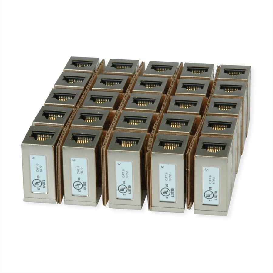 ROLINE RJ45 koppelstuk, afgeschermd, Cat.6 (Class E), Verpakking van 25 stuks