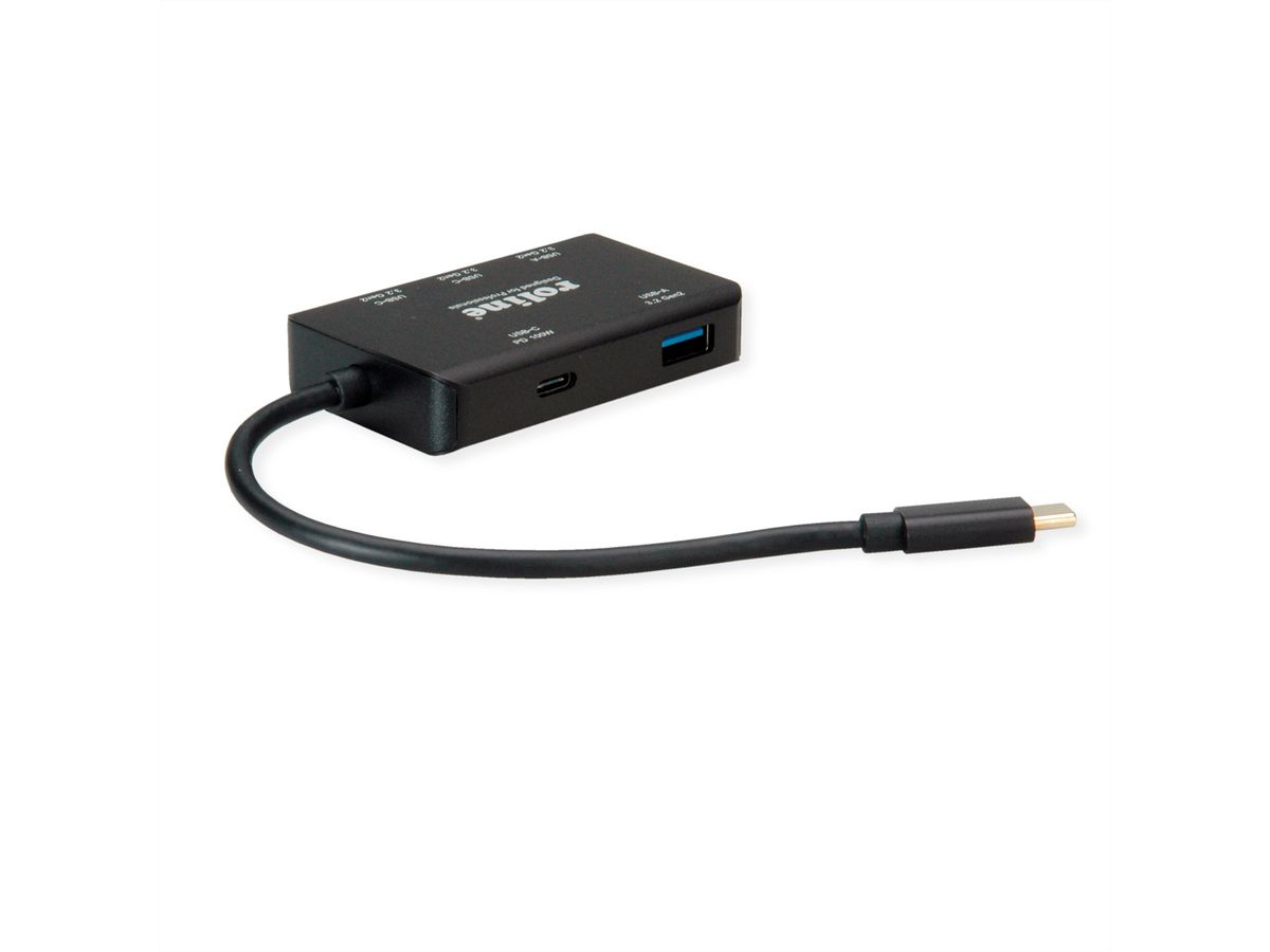 ROLINE USB 3.2 Gen 2 Hub, 4-voudig (2x USB-A + 2x USB-C), PD, type C-aansluitkabel