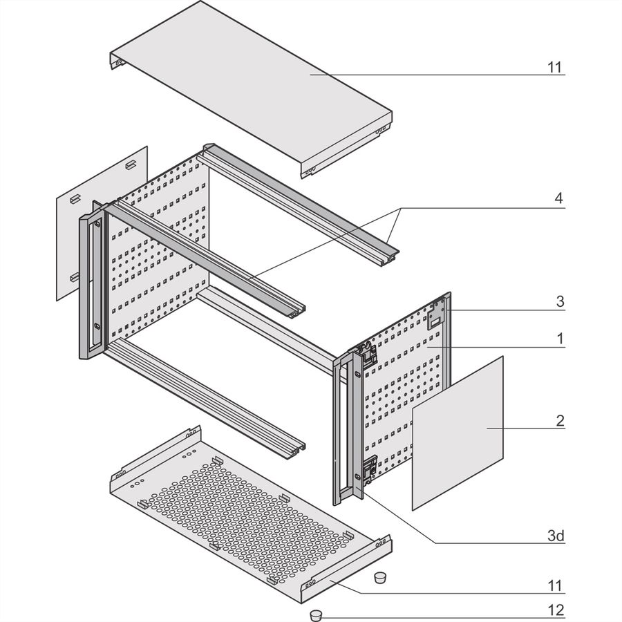 SCHROFF RatiopacPRO AIR 19" Rack Mount Case, Retrofittable Shielding With Handles, 3/4 U, 84 HP, 375 mm