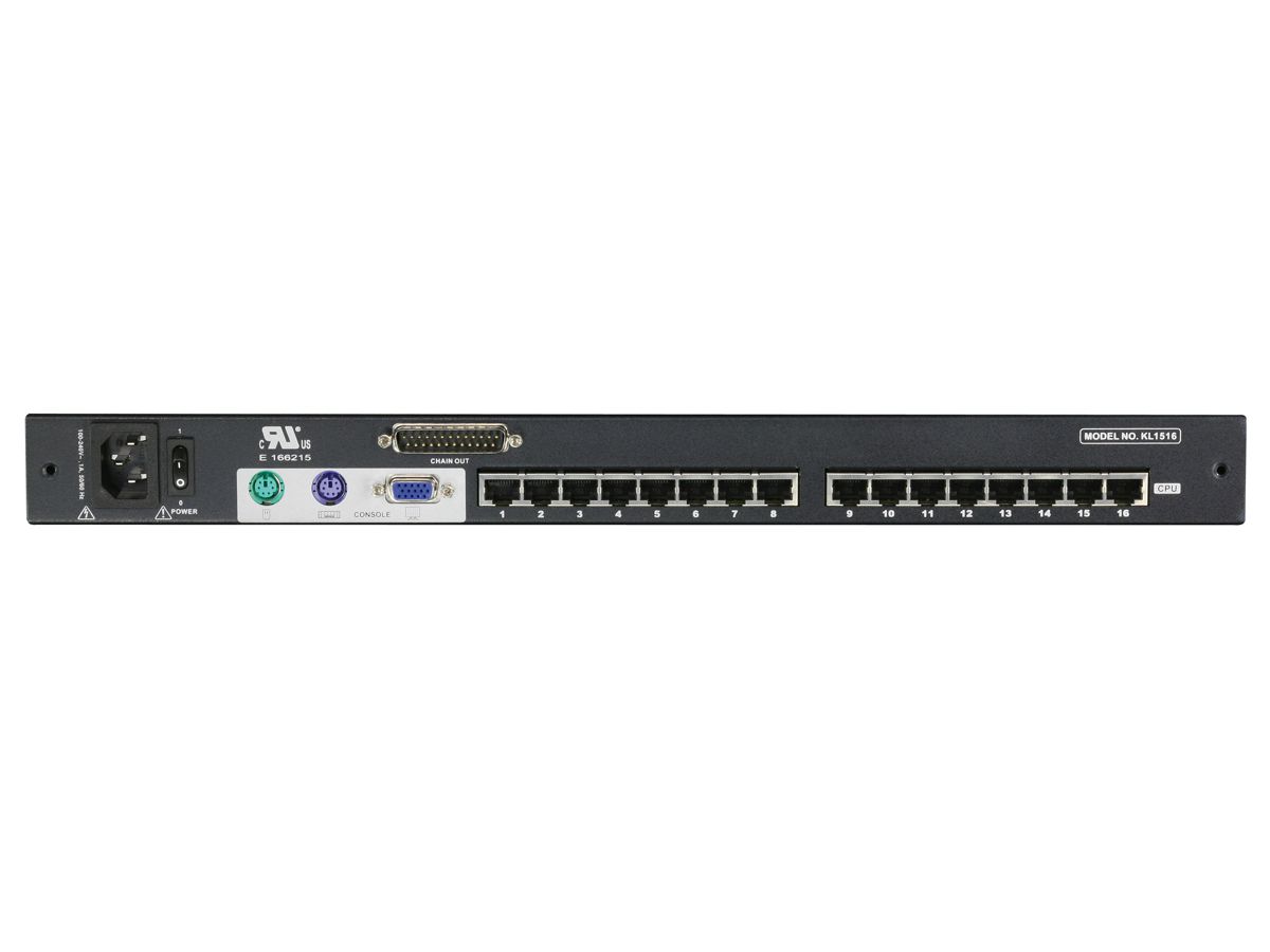 ATEN KL1516AM KVM-Switch, 43cm TFT, VGA, PS/2-USB over Kat 5, 16-Poorts, DE-Layout