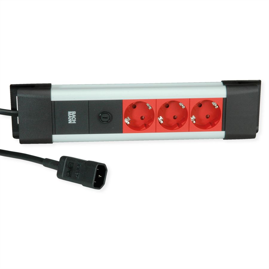 BACHMANN CONNECTUS 3xCEE7/3, 10A  C14-Stecker, rot, 2 m