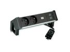BACHMANN DESK2 ALU ZWART 2xUTE 1xUSB A&C 22W 0,2m GST18