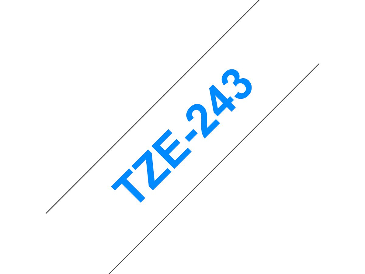 Brother TZE-243 Blauw op wit TZe labelprinter-tape