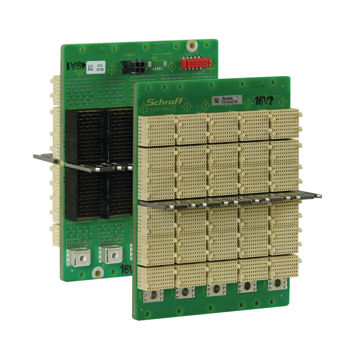 SCHROFF CPCI seriële backplane, 3 HE, 5 sleuven, systeemsleuf links, full mesh, met RIO