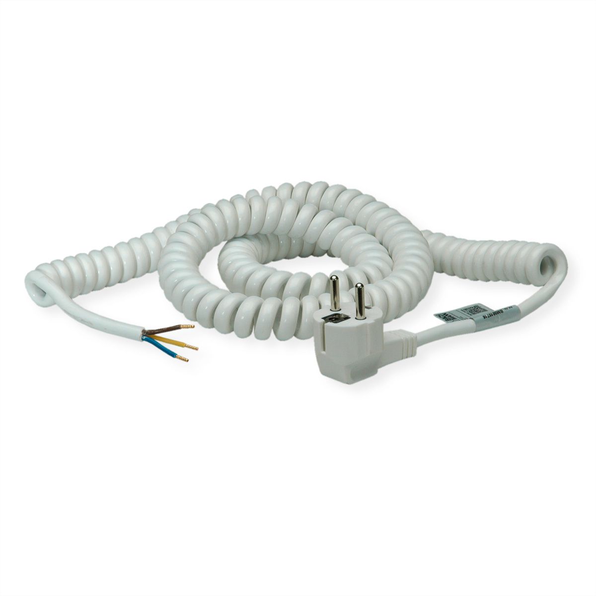 BACHMANN spiraalkabel 1-4m wit, H05VV-F 3G1,5mm² AEH/CEE7/7
