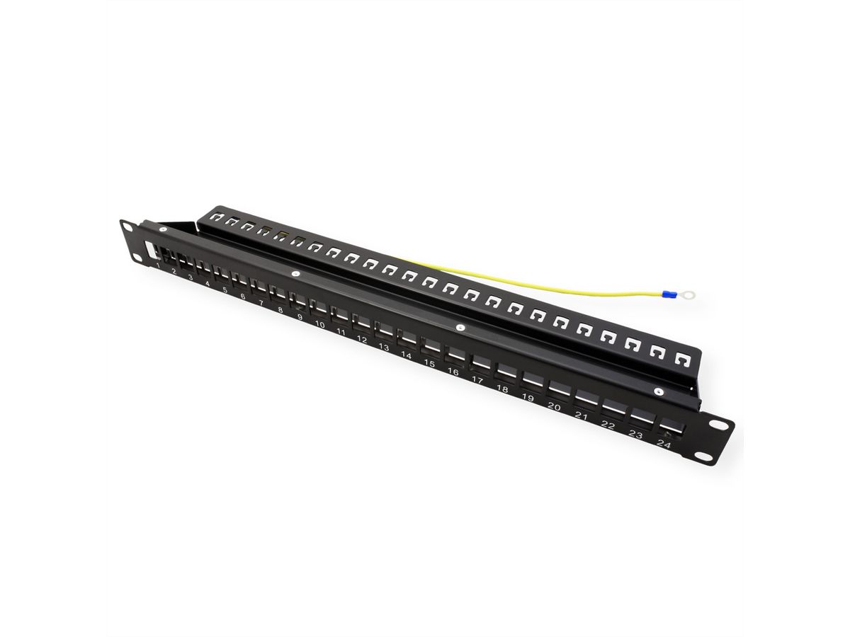 VALUE Keystone 19'' Module Frame, 24 ports, shielded, 1U, 1-piece-type, black