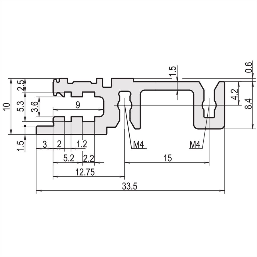 SCHROFF horizontaal railfront, type H-KD, zwaar, korte lip, 84 PK