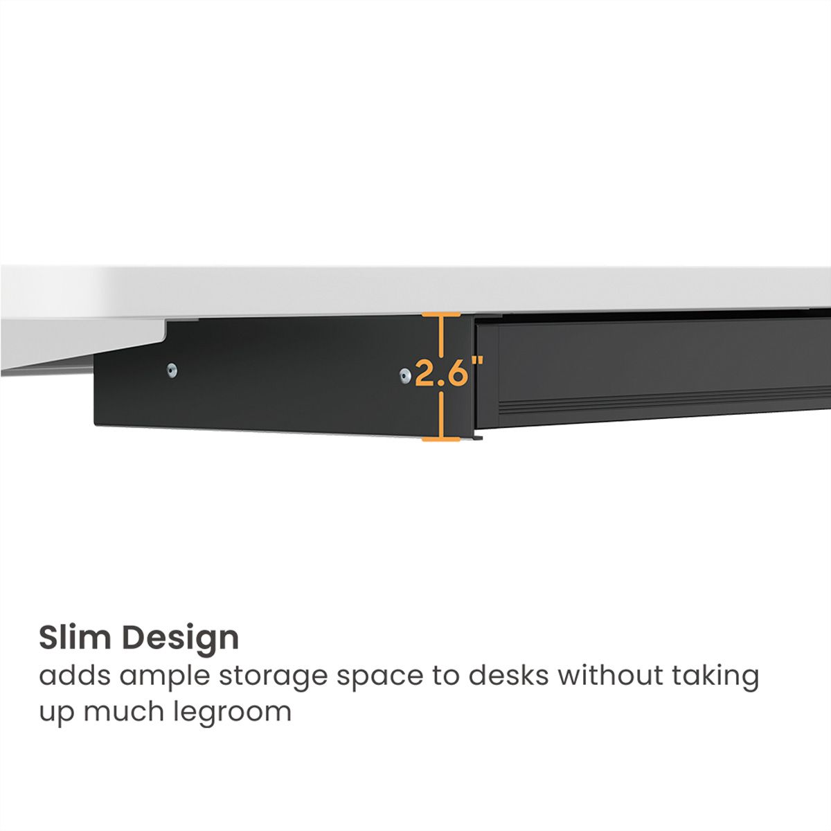 VALUE Ultra-Slim Underdesk Mount Storage Drawer, 758 mm width, black