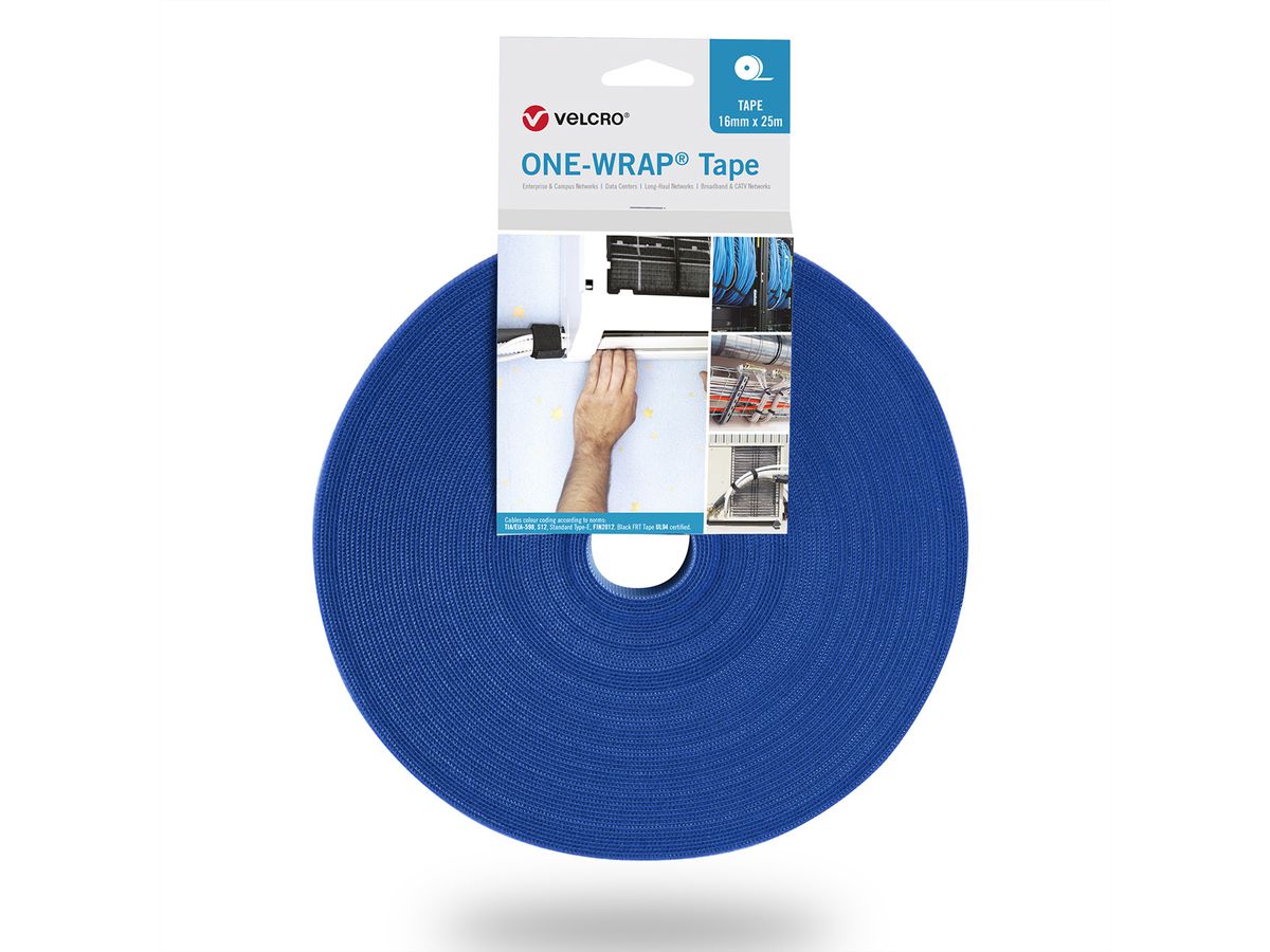 VELCRO® One Wrap® Tape 50 mm breed, blauw, 25 m