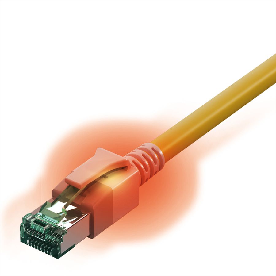 EasyLan S/FTP DualBoot LED Patch Cable Cat.6A, RJ45 / RJ45, LSOH, yellow, 2 m