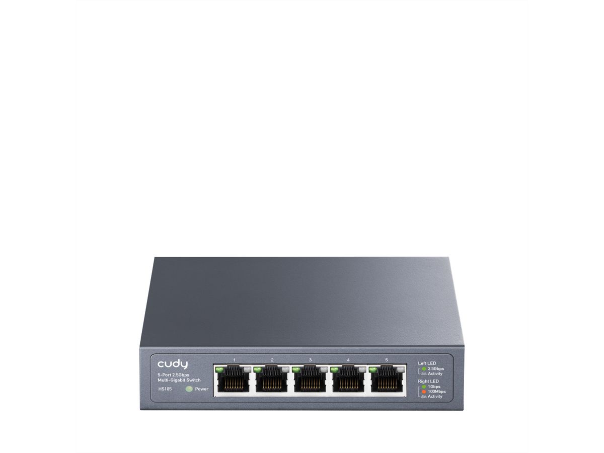CUDY HS105 5-poorts 2.5G metalen switch