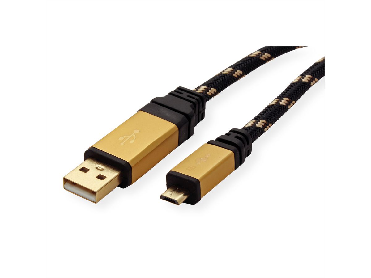 ROLINE GOLD USB 2.0 Cable, A - Micro B, M/M, 1.8 m