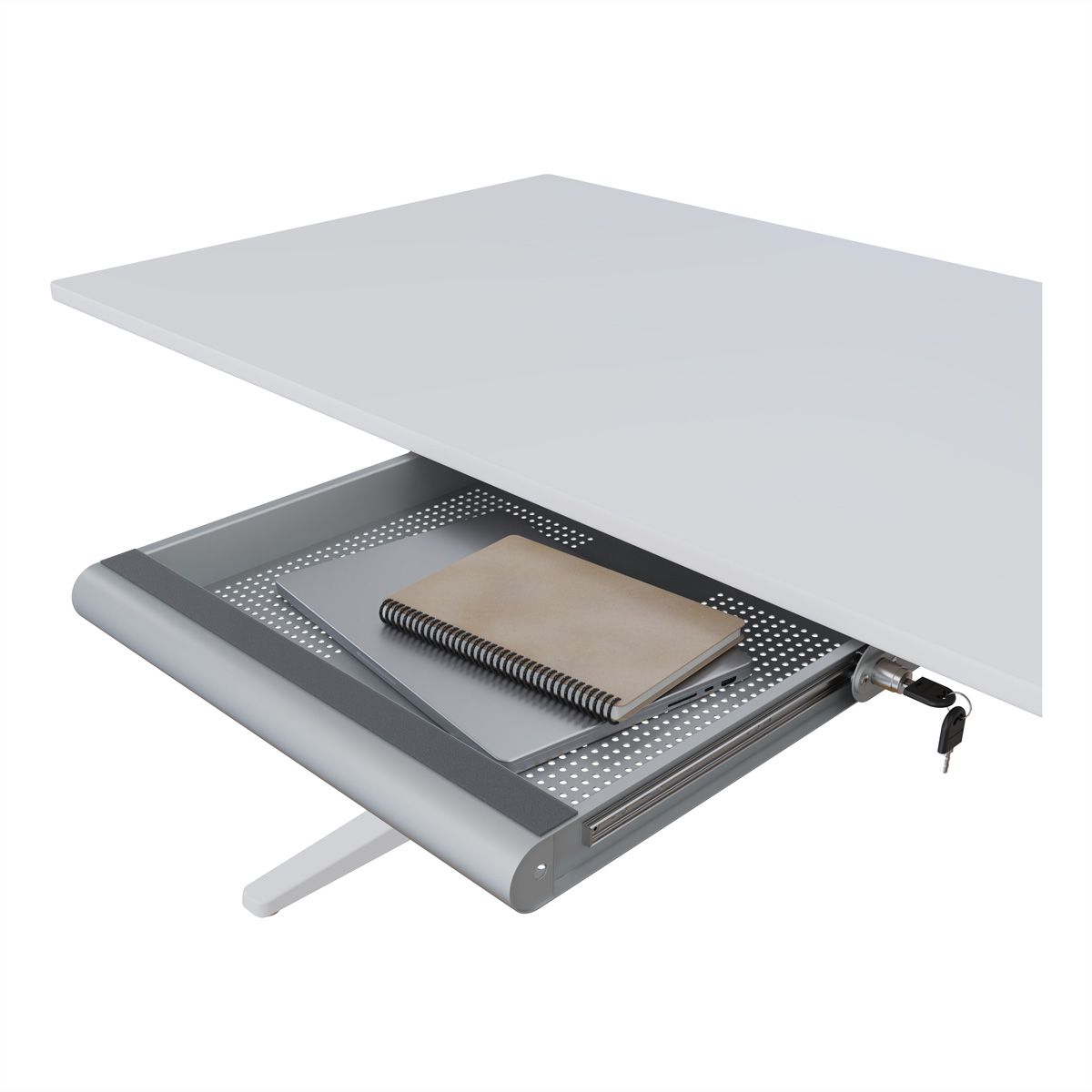 DATAFLEX Addit laptop security drawer, 622, for laptops, tablets, or smartphones, silver