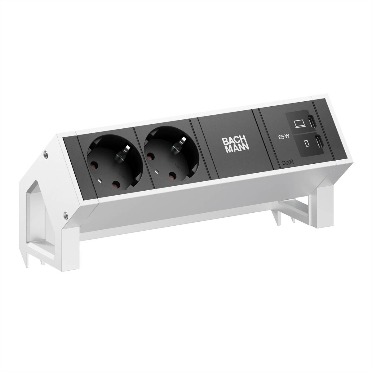 BACHMANN DESK2 2xCEE7/3 1xUSB C/C 65W, L=0.2m INOX