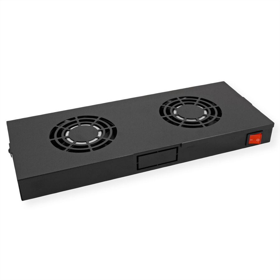 ROLINE 19" Fan unit with 2 fans, ON/OFF black