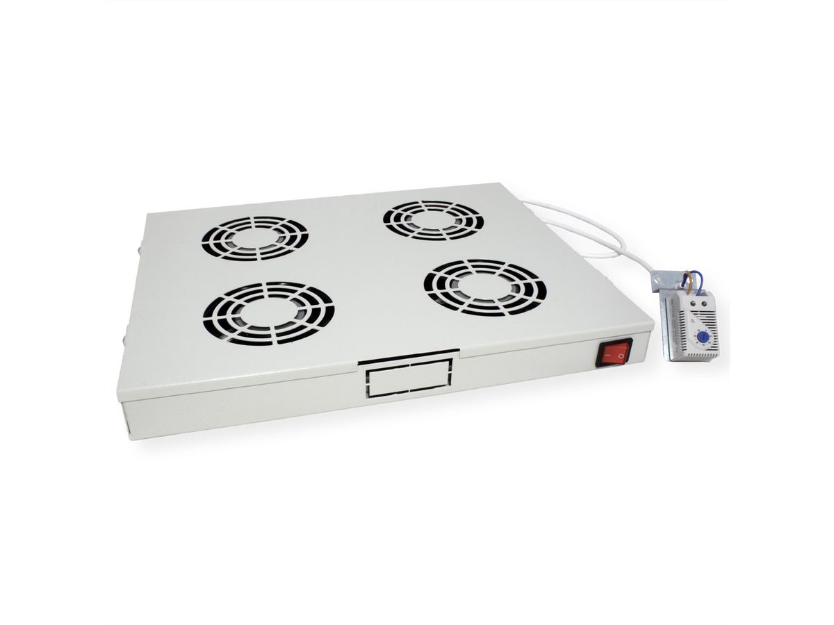 ROLINE 19-inch fan unit 4 fans, Thermostat grey