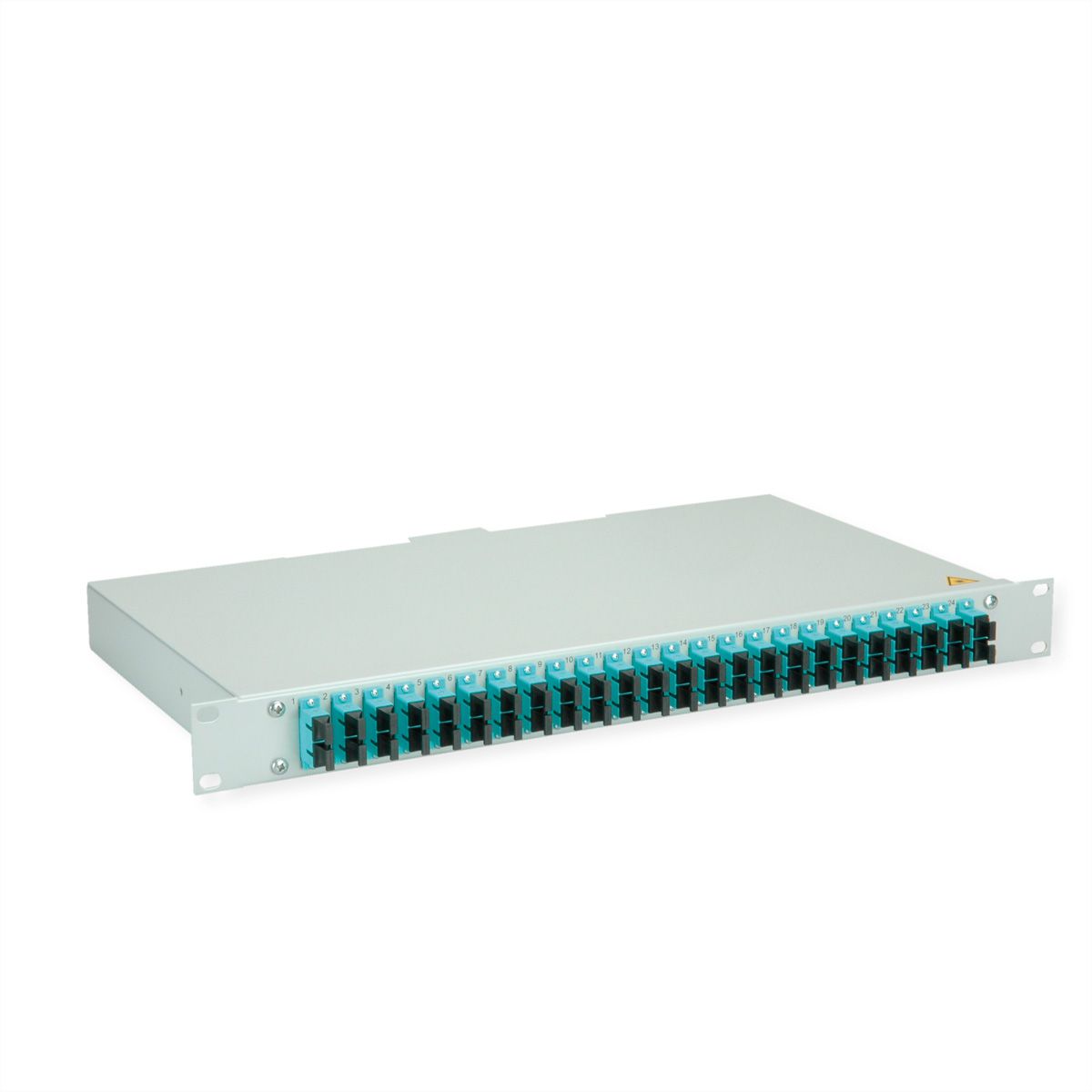 TELEGÄRTNER BASIS eco LWL-Panel mit Kupplungen, 24x SC Duplex, türkis, OM3