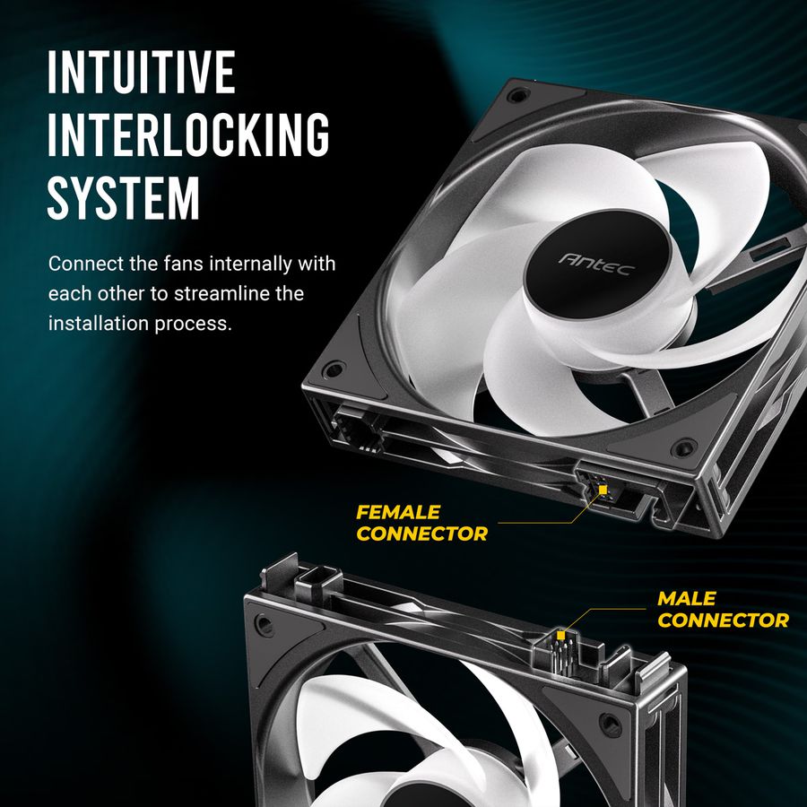 ANTEC C120 ARGB Fan Reverse PC Case Fan 120mm 3-in-1-Pack, black