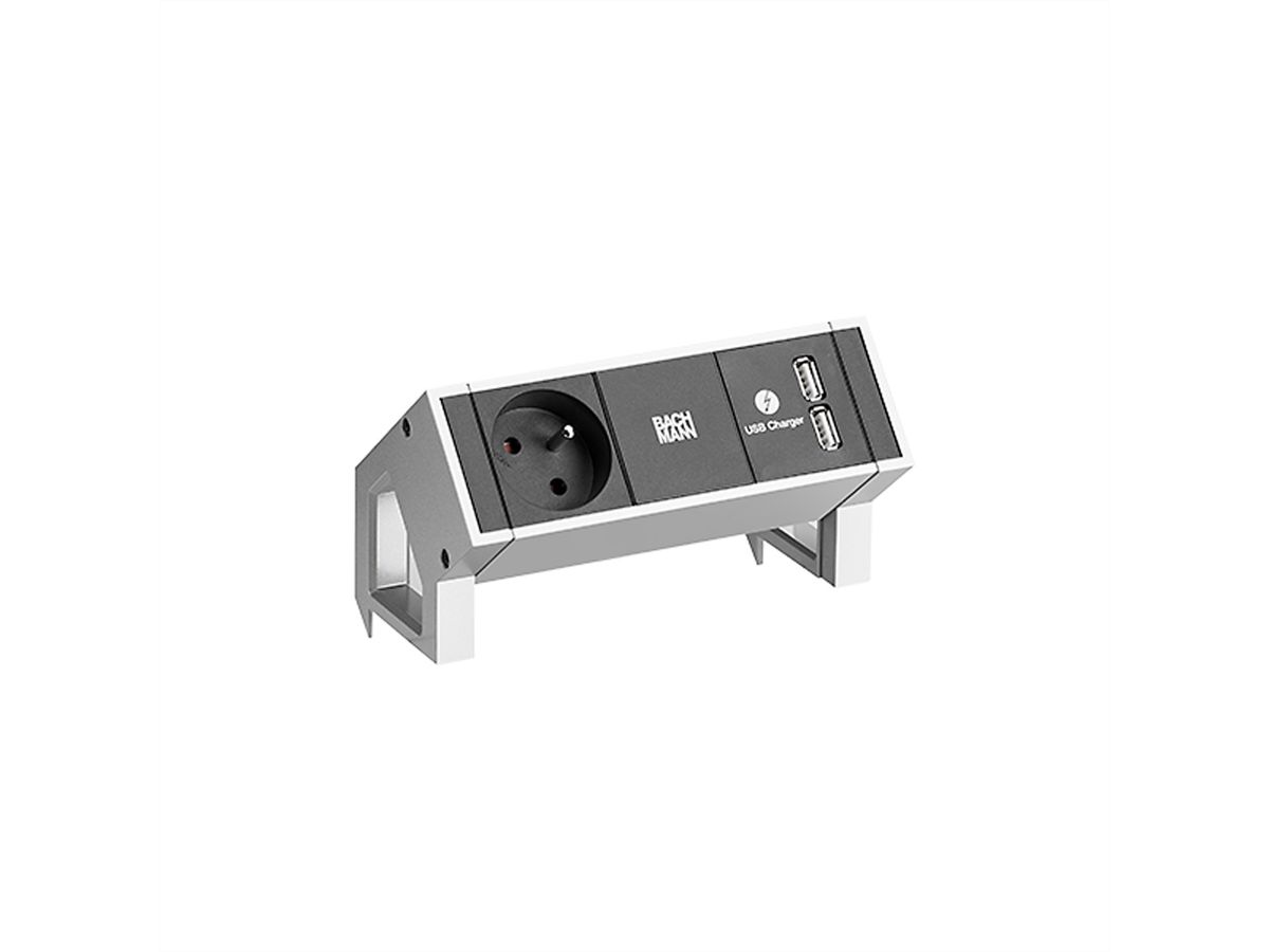BACHMANN DESK2 1xUTE 1xUSB Charger Power 0.2m GST18 INOX