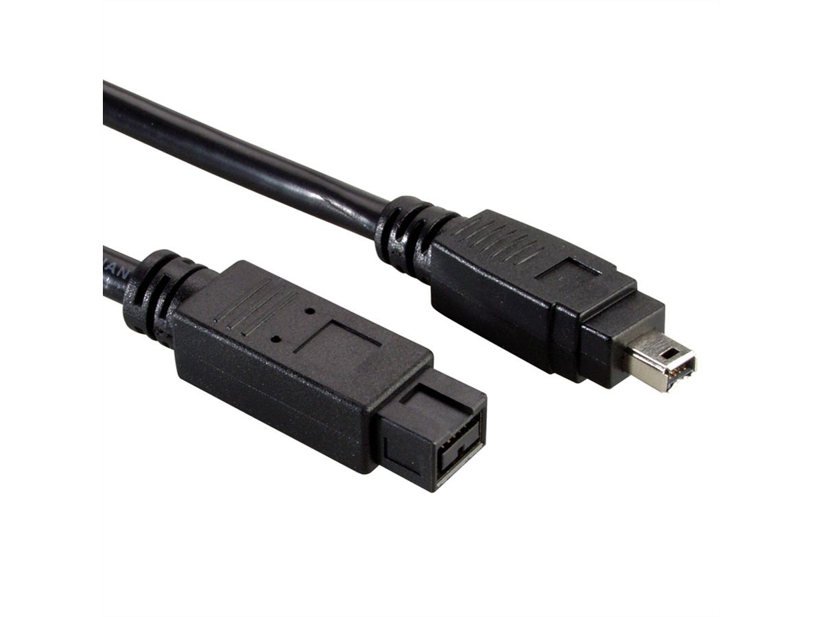 ROLINE IEEE 1394b / IEEE 1394 Kabel, 9/4polig, zwart, 1,8 m