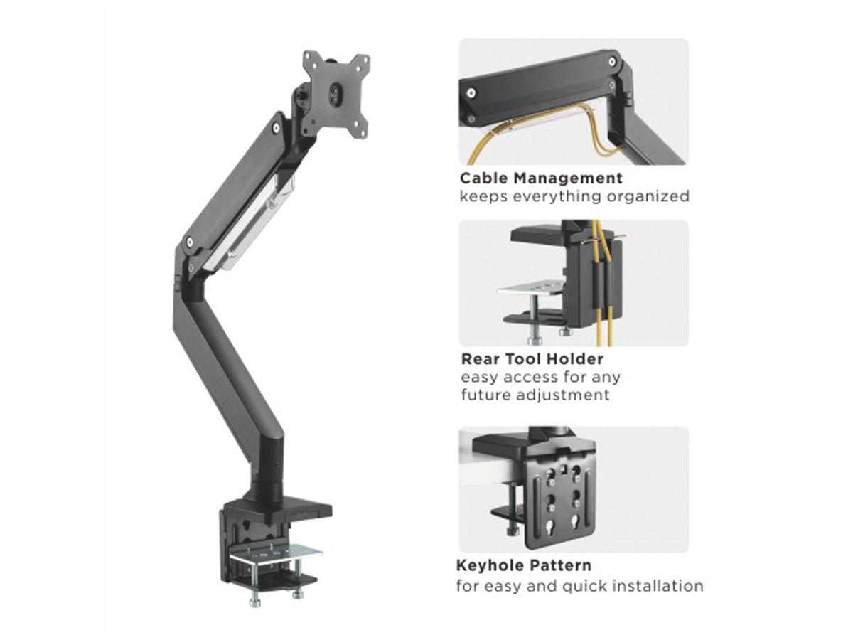 ROLINE LCD arm, tafelmontage, gasveer, 5 draaipunten, max. 15 kg