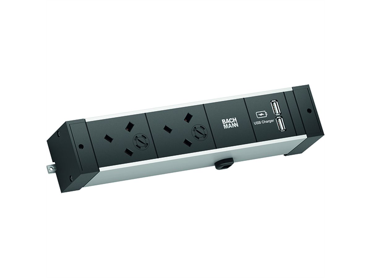 BACHMANN DESK RAIL 2xUK USB Oplader, 2,0m GST18 Verenigd Koninkrijk (UK)
