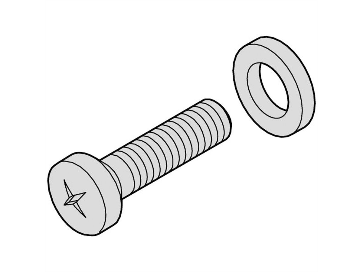 SCHROFF Panheadschroef kruisgleuf M2.5x12, staal vernikkeld + borgring (PA)