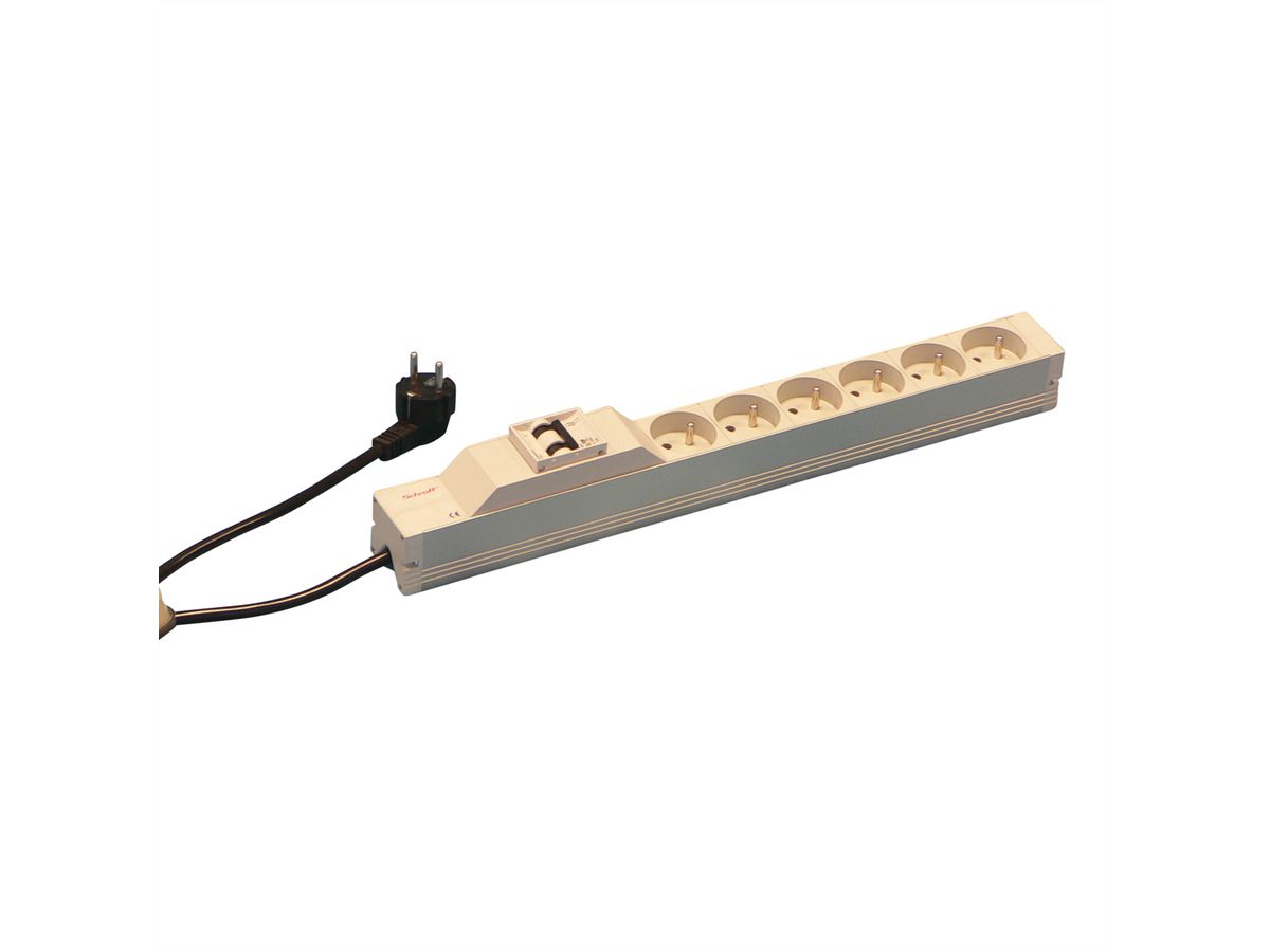 SCHROFF contactdoosstrip UTE, 6 contactdozen, 19", met overstroombeveiliging