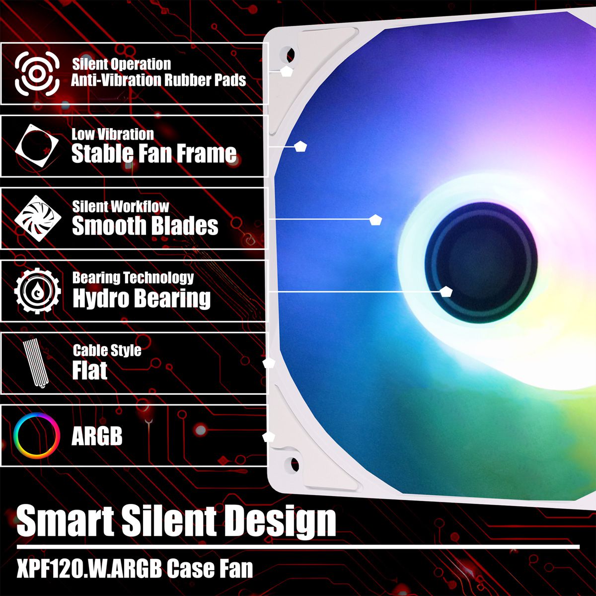 Xilence XPF120.W.ARGB 120mm PWM Case Fan, ARGB LED