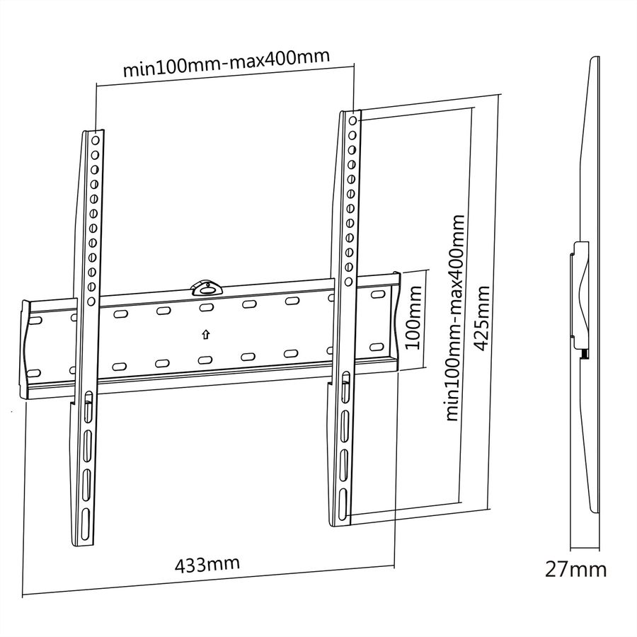 VALUE TV muurbeugel, 27mm muurafstand