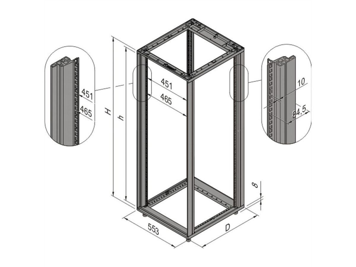SCHROFF Novastar Cabinet Frame, Heavy-Duty, 38 U 553W 800D