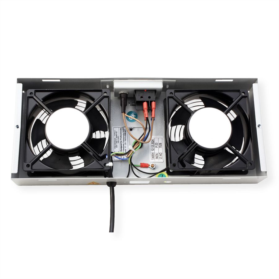 ROLINE Fan unit 2 fans, thermostat, for 19-inch wall housing grey