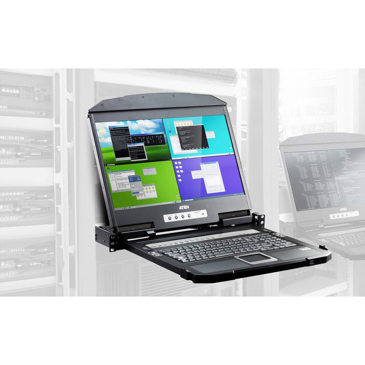 ATEN CL3884NW 4-poorts Multi View Dual Rail WideSceen LCD KVM, DE-Layout
