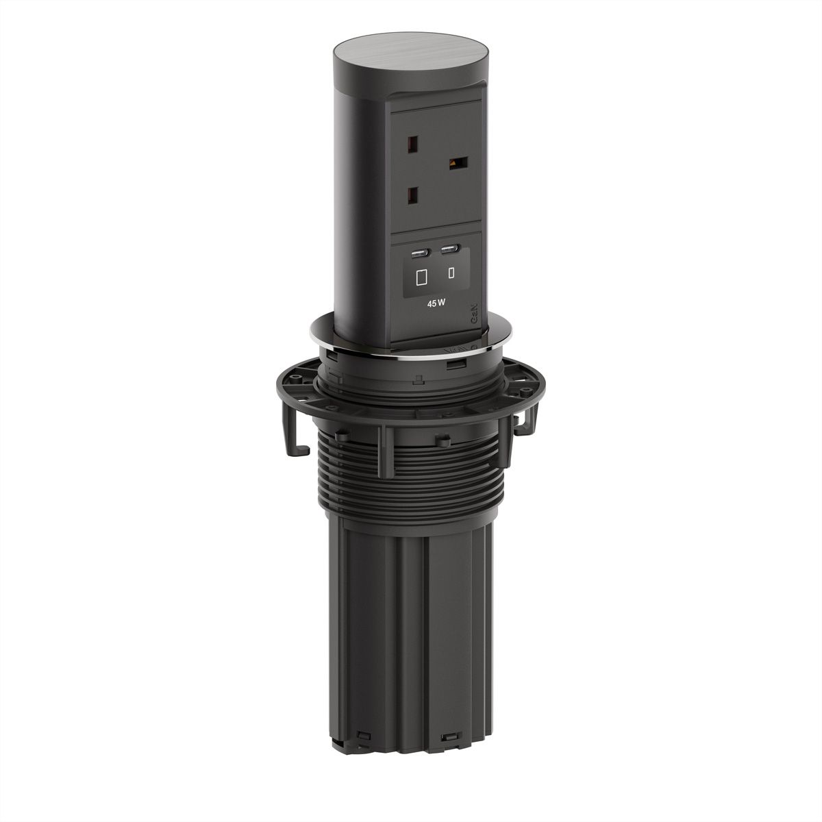 BACHMANN ELEVATOR2 1xUK 1xUSB, 1xUSB C/C 45W Stainless Steel Look L=2m UK13A