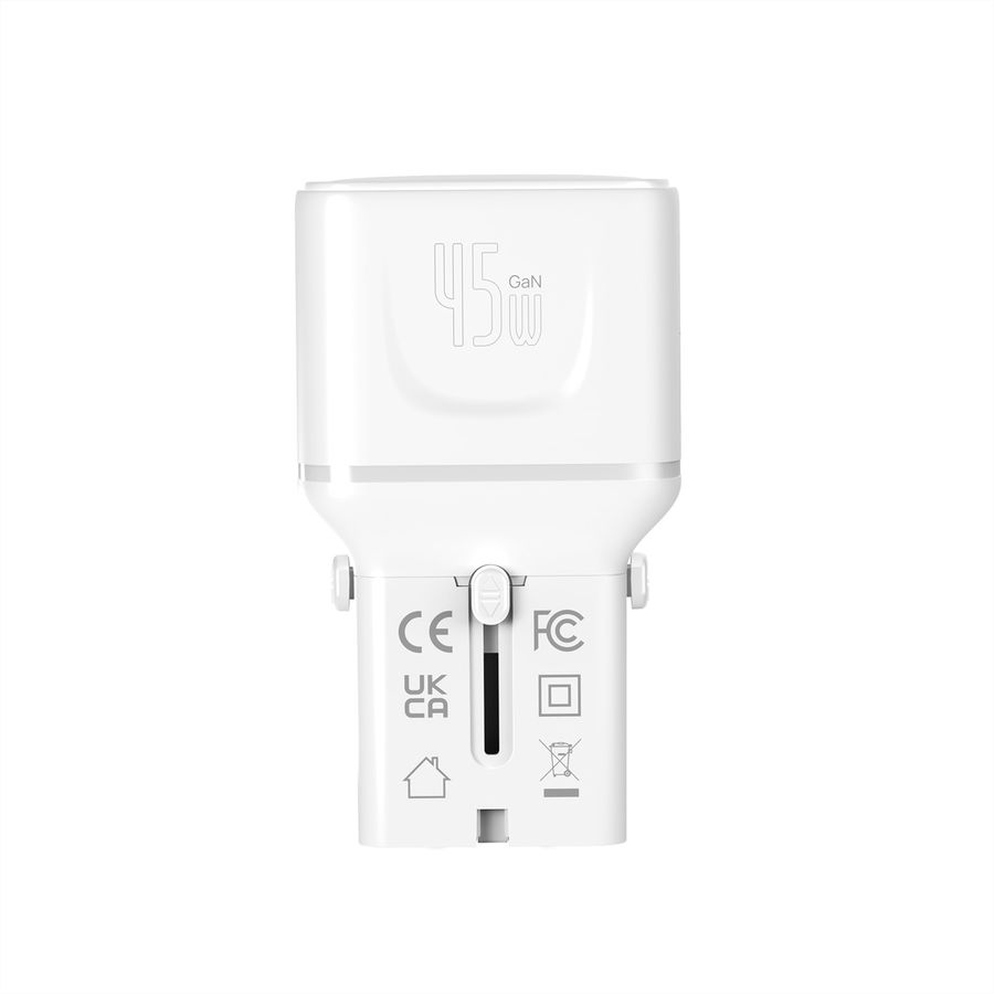 VALUE reisoplader met platte Euro/UK/US stekker, 2 USB-C-poorten, 45 W