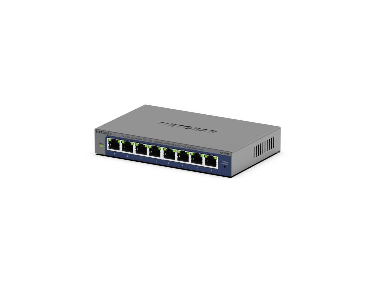 NETGEAR GS108Ev4 Unmanaged L2/L3 Gigabit Ethernet (10/100/1000) Grijs