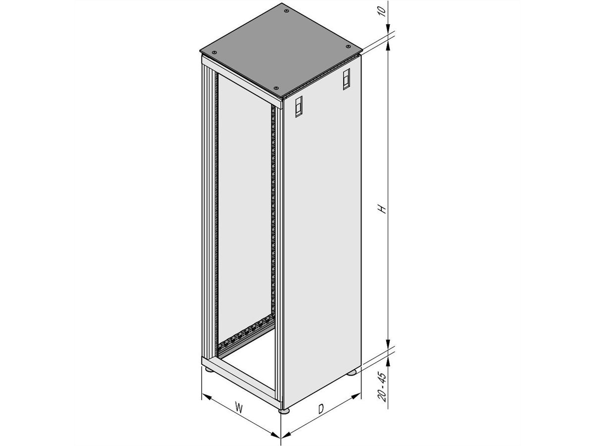 SCHROFF Varistar deco kast met 19" paneelhouders in deco frame, 42 U 2000H 600W 800D