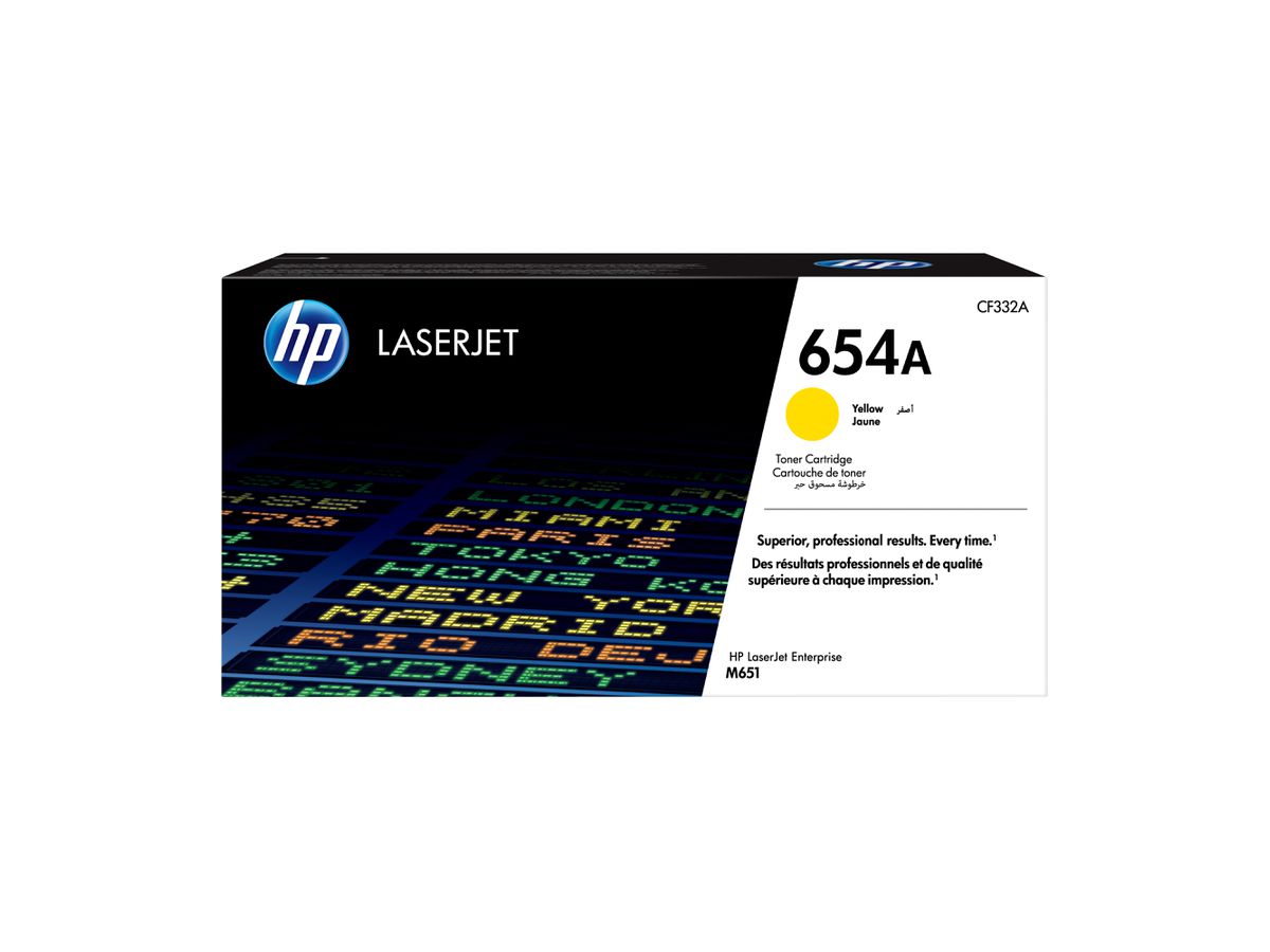 HP 654A originele gele LaserJet tonercartridge