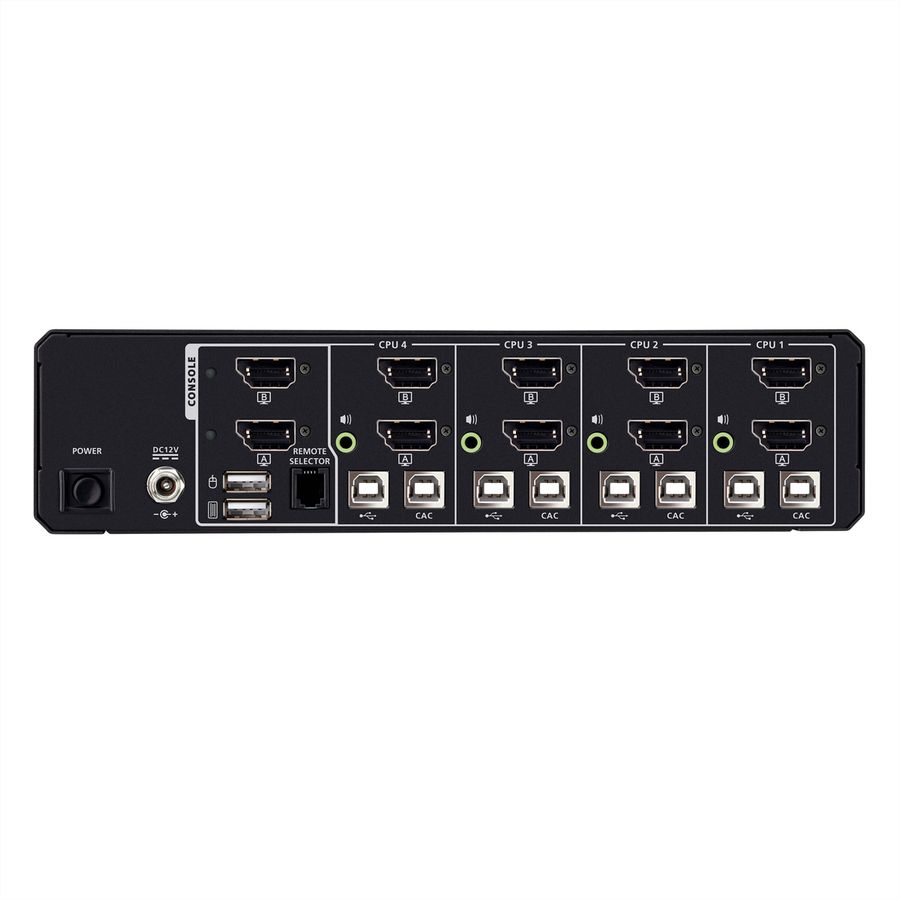 ATEN CS1144DPH4C 4-poorts USB 5K DP/HDMI, Universele Secure KVM switch voor twee beeldschermen met kaartlezer