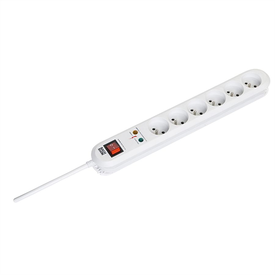 BACHMANN SMART Steckdosenleiste 6x UTE, 1x SPD, 1x Schalter, 3,0m CEE7/7, weiss