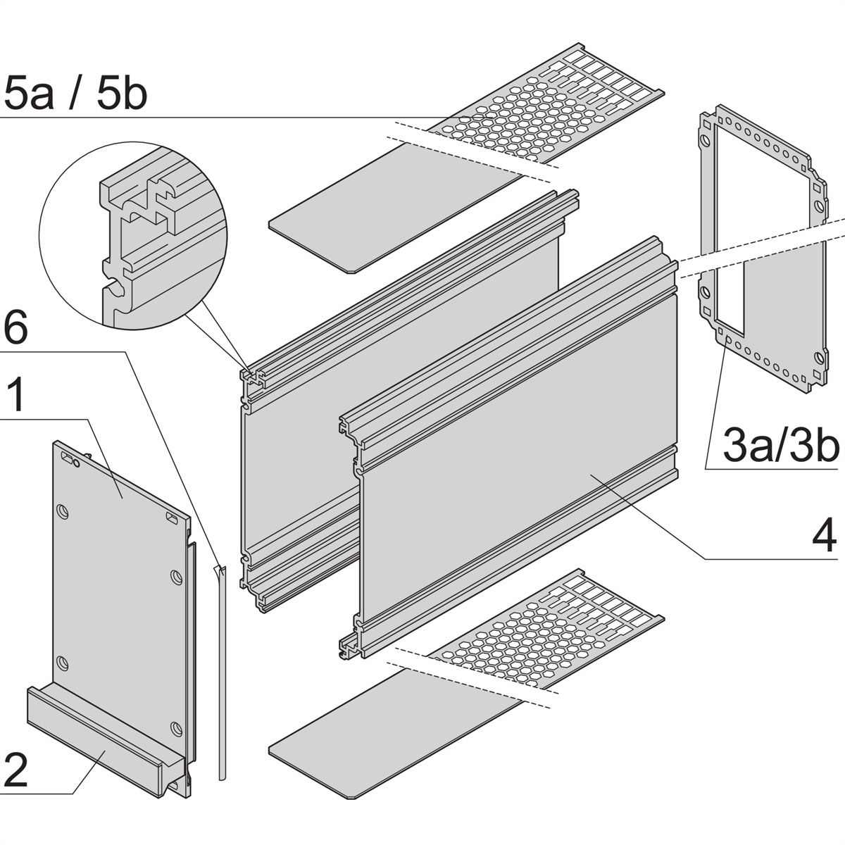 SCHROFF Insteekeenheid met frame PRO-Set, Afgeschermd, geperforeerd, meerdere aansluitingen, 3 HE, 12 HE, 227 mm