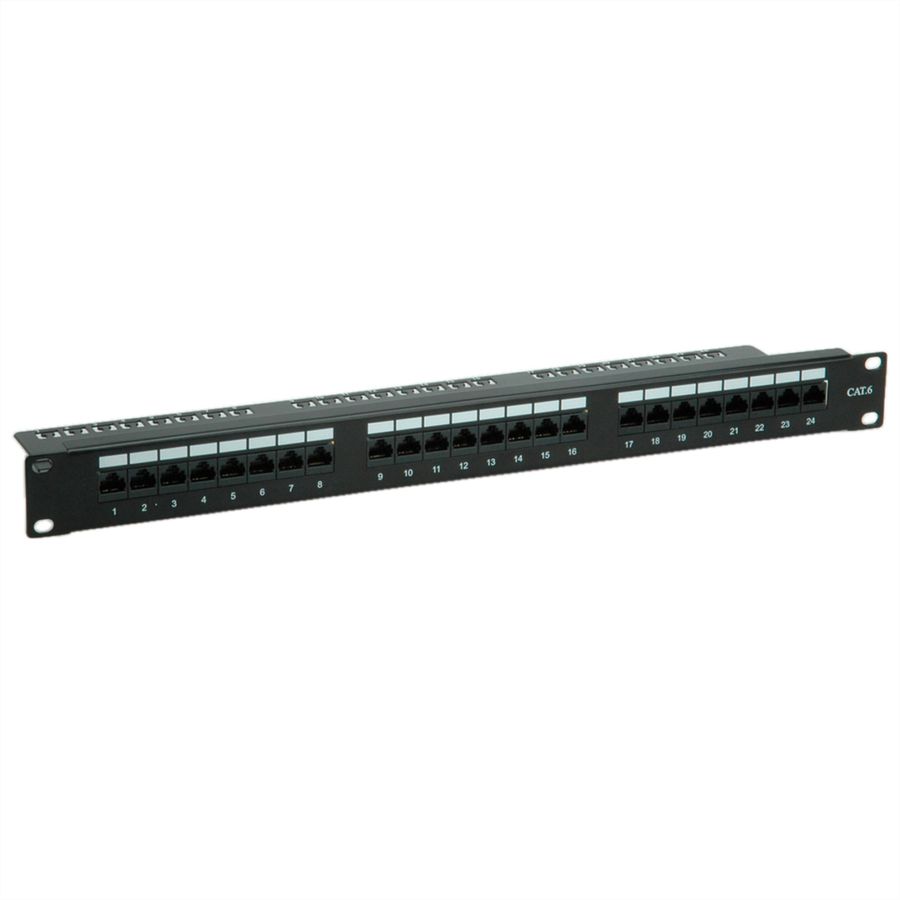 VALUE Cat.6 (Class E) 19" Patch Panel, 24 Ports, UTP, black