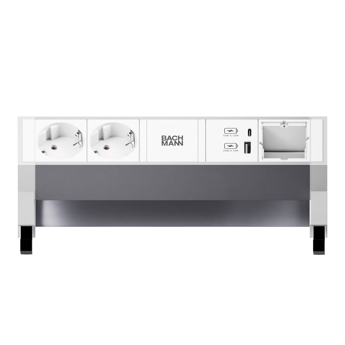BACHMANN DESK2 ALU WIT 2xCEE7/3 1xCM 1xUSB A/C 22W 0,2m GST18
