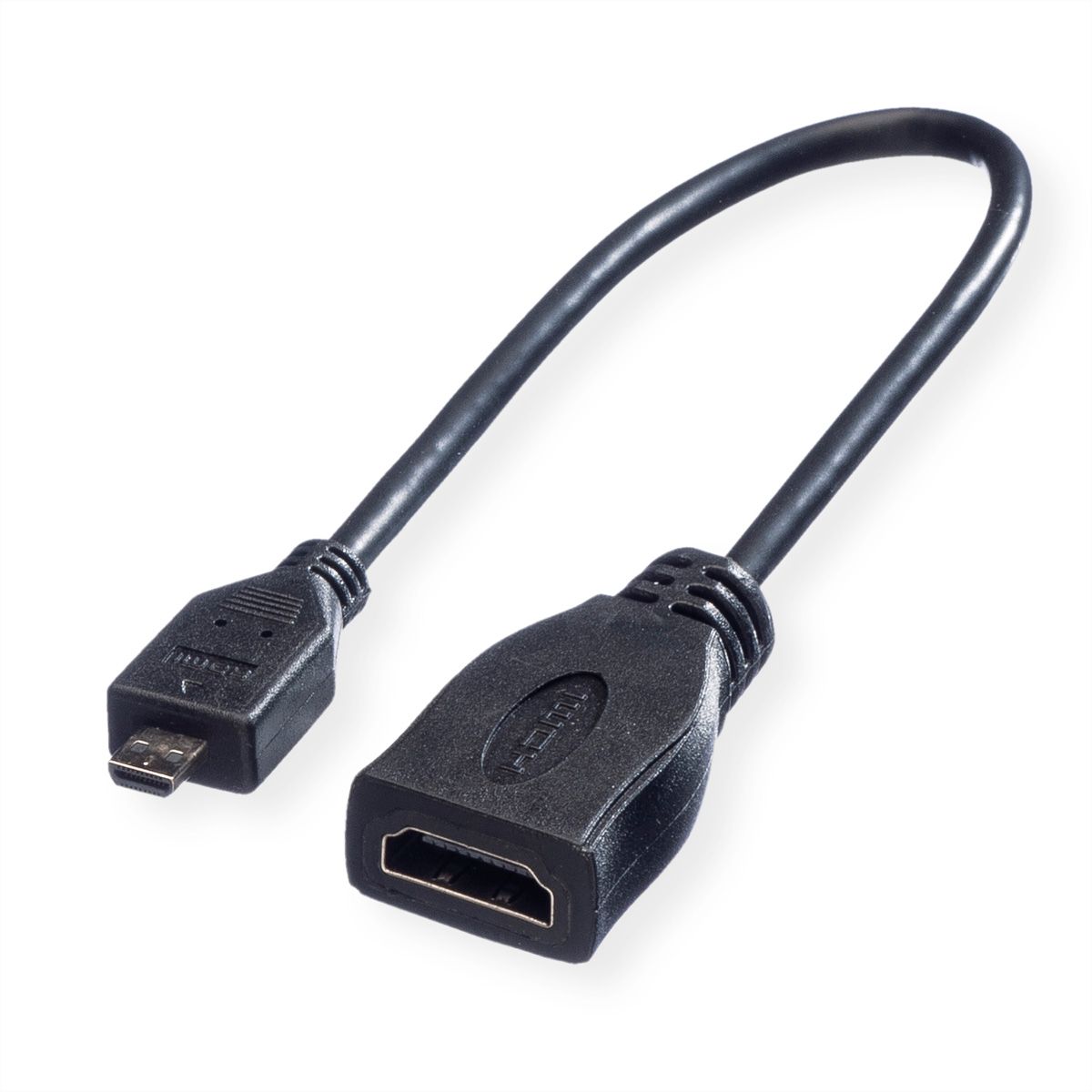 ROLINE HDMI High Speed Kabel met Ethernet, HDMI F - Micro HDMI M, 0,22 m